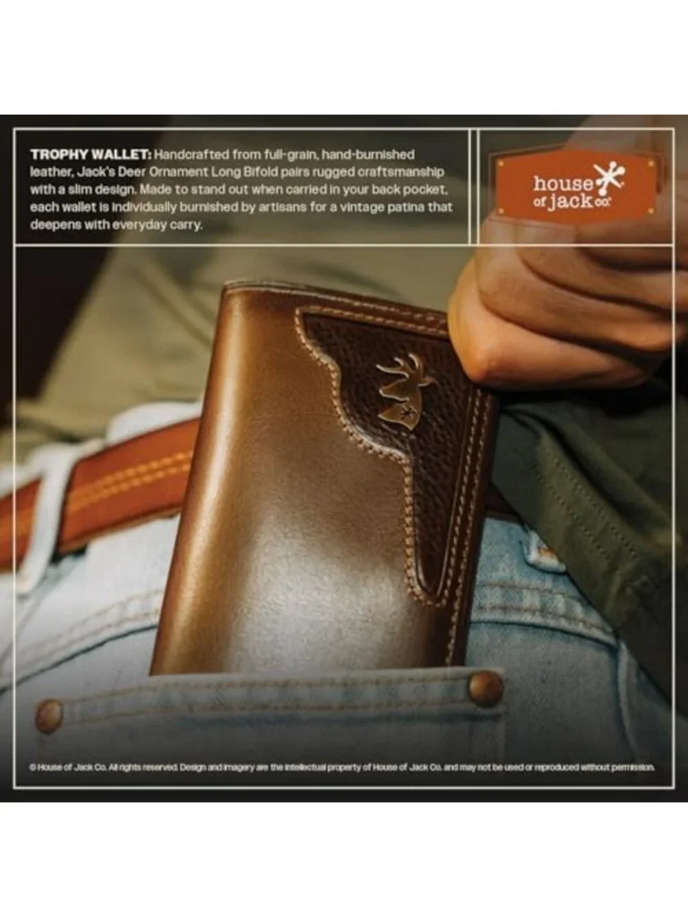 Deer Ornament Long Bifold Wallet | Stylish Hunting & Rodeo Accessory